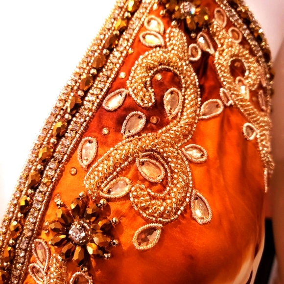 **LAST ONE**MANISH VAID Brn /Vanilla Tie Dye HI Lo Emb. Dress OS NWT - Picture 4 of 8